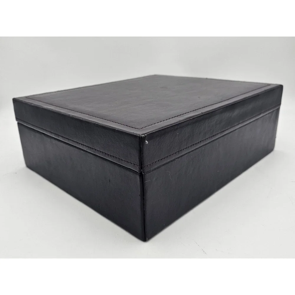 Brown Leather Photo Keepsake Storage Box With 2 Matching 3-Ring Binders